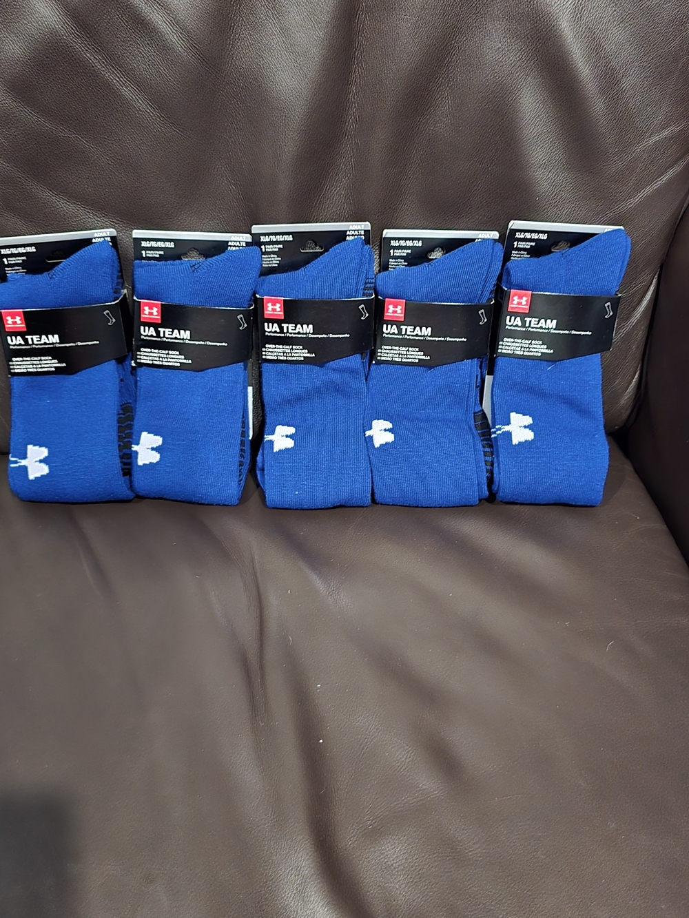 Under Armour UA Team Cushioned Crew Socks in Blue - Pack of 5 Size XL